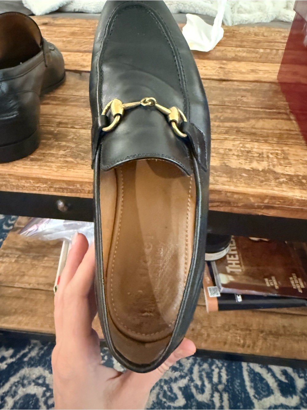 Gucci Black Leather Horsebit Loafers with Gold Hardware - Picture 3 of 7